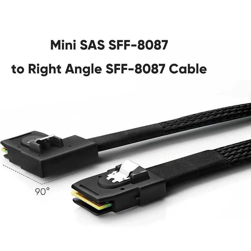 کابل تبدیل Mini SAS SFF-8087 به Mini SAS SFF-8087 مدل SM38 تخت 90 درجه — تصویر ۳
