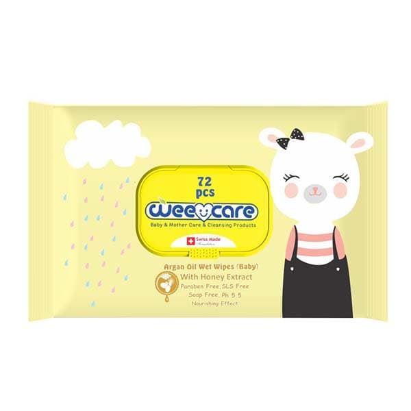 دستمال مرطوب کودک پاکتی درب دار وی کر حاوی روغن آرگان Wee Care
