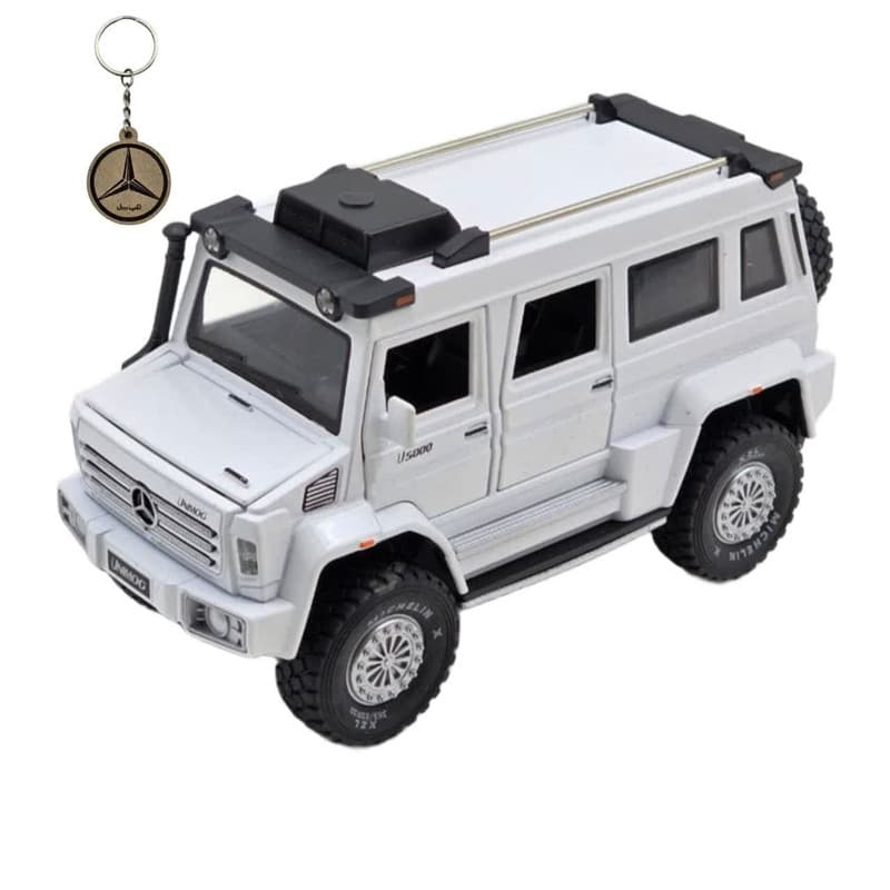 ماکت ماشین ناب سل مدل بنز یونیماگ فلزی موزیکال چراغدار عقب کش همراه با جاسوییچی MERCEDES BENZ UNIMOG U5000 — تصویر ۷