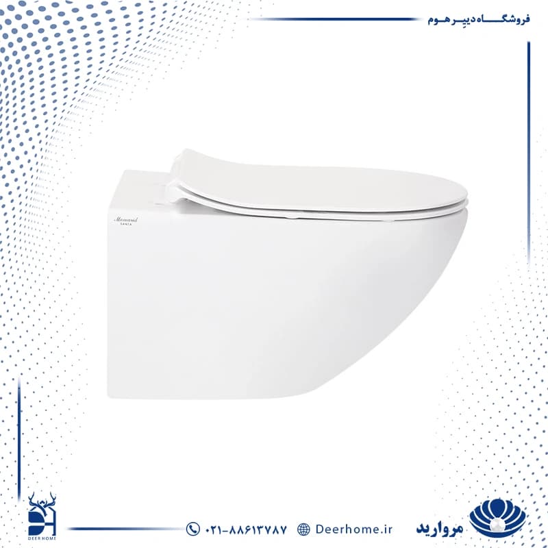 توالت وال هنگ مروارید مدل سانتا 53 با درب UF
