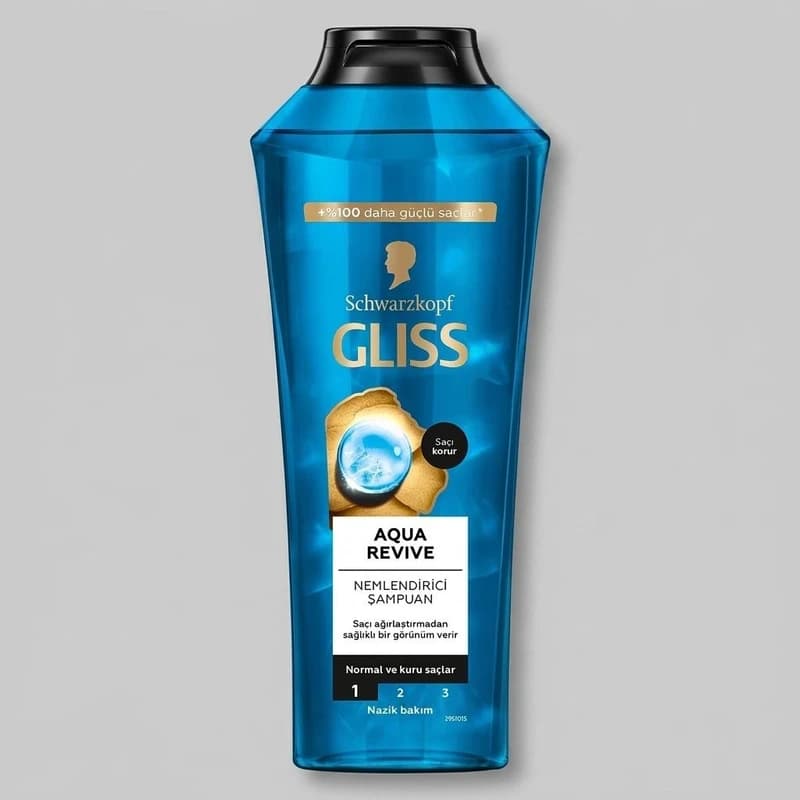شامپو آبرسان مو گلیس مدل Aqua Revive حجم 400میلیلیتر، حاوی هیالورونیک اسید و مواد معدنی دریایی