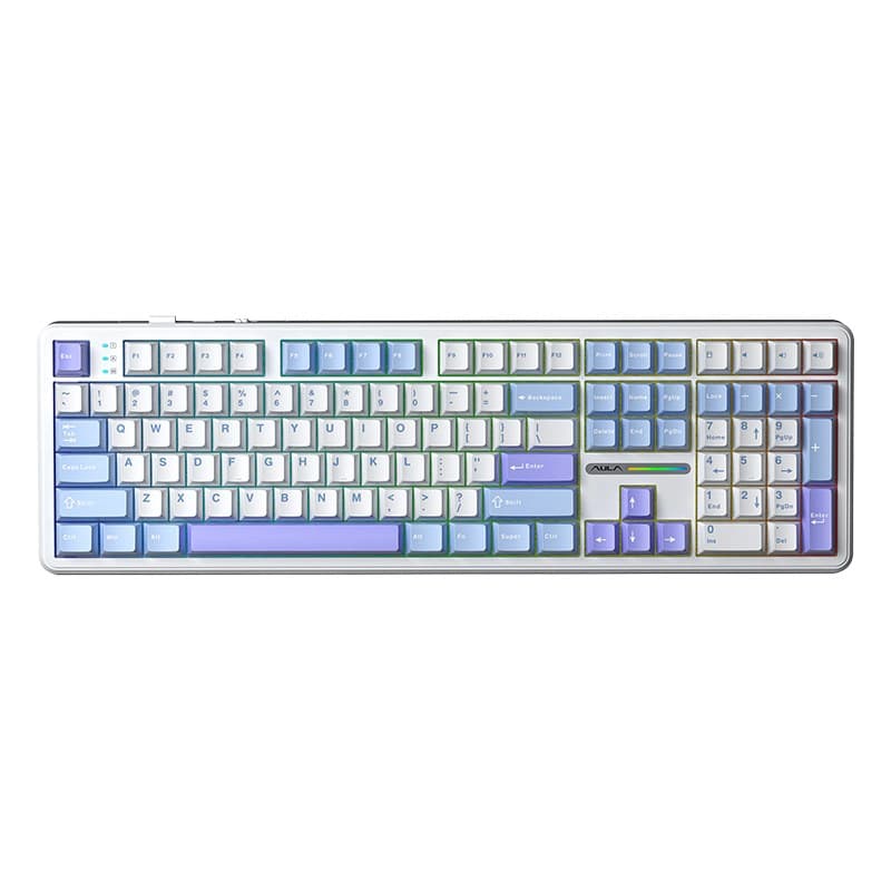 کیبورد بی سیم گیمینگ AULA F108 DARK GREY+LIGHT GREY+YELLOW VOLCANIC SWITCH — تصویر ۵