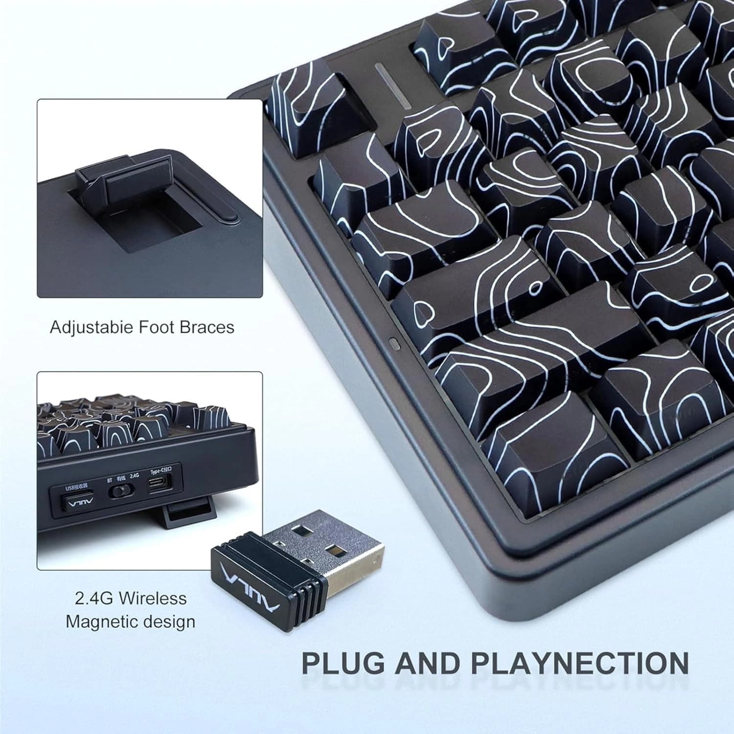 کیبورد بی سیم گیمینگ AULA F75 BLACK CONTOUR SEIYA SWITCH — تصویر ۵