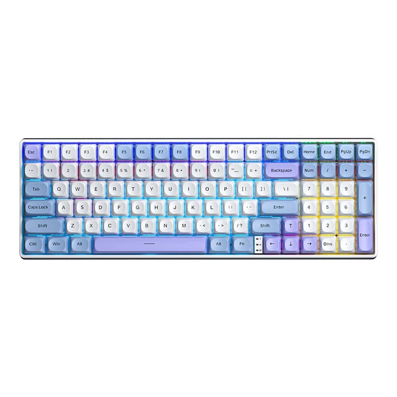 کیبورد بی سیم گیمینگ AULA S100 PRO PURPLE+BLUE+WHITE RED SWITCH
