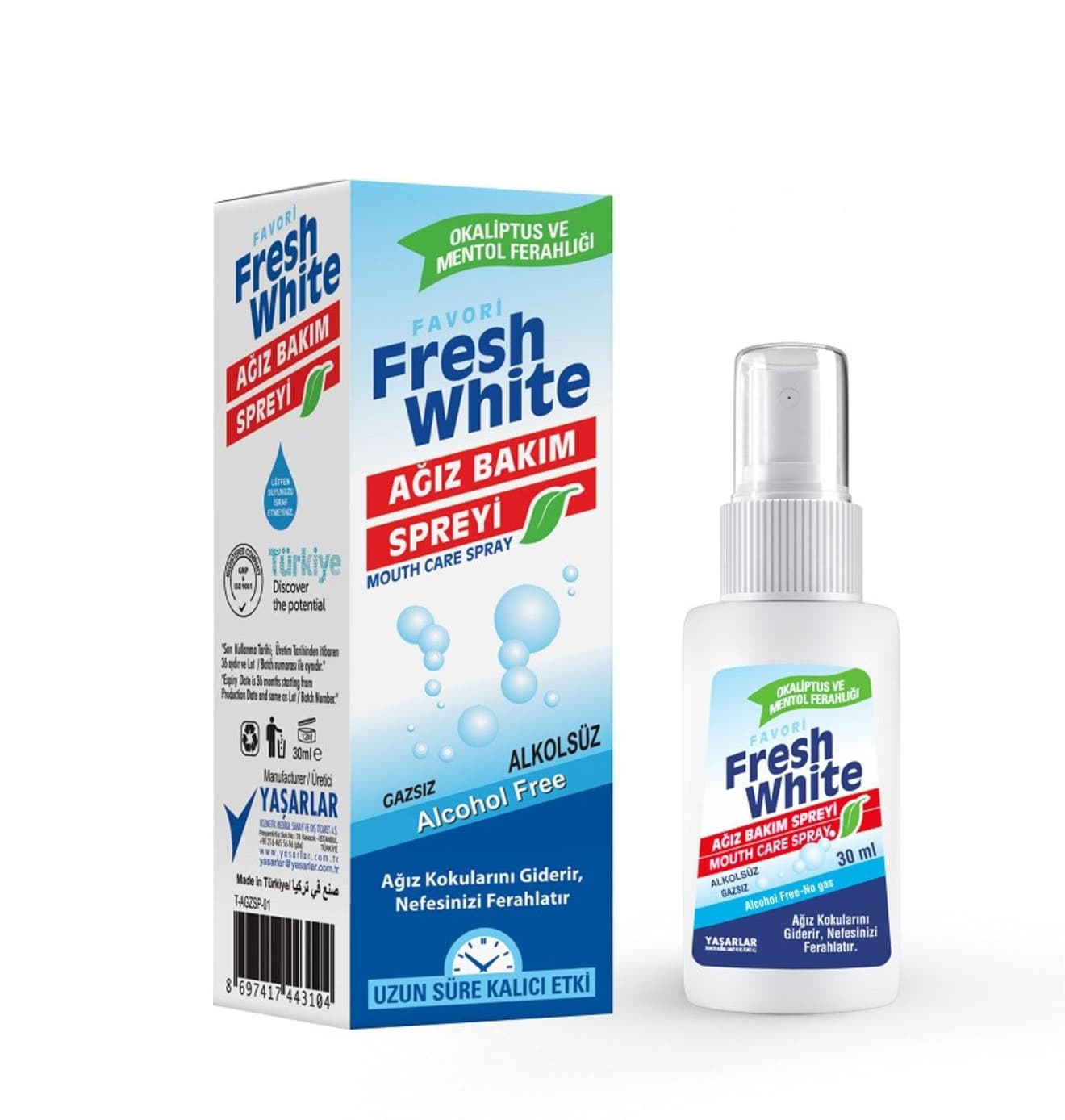 اسپری خوشبو دهان فرش وایت Fresh white مدل Ağız Bakım Spreyi 30 ml
