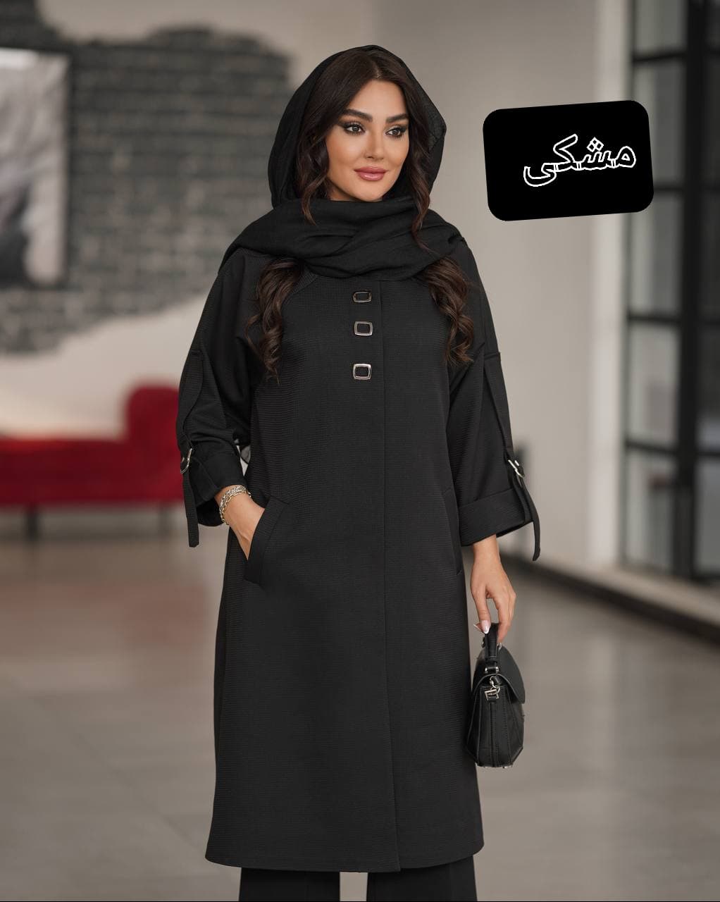 مانتو بلند کرپ بیسکوییتی مزوندوز سایز بزرگ — تصویر ۷