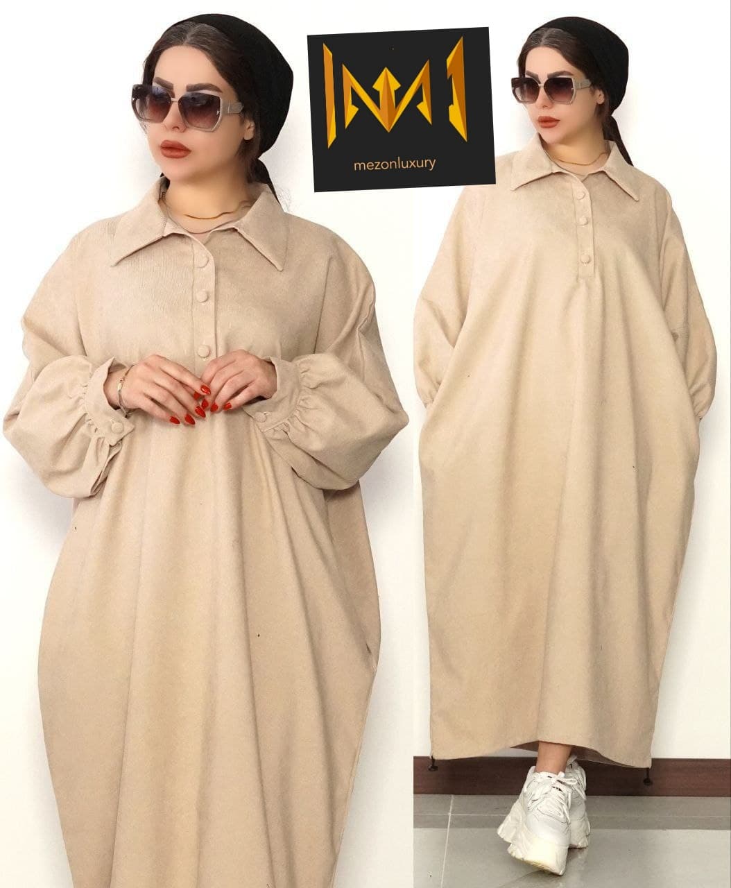 عبایی مخمل کبریتی سایز بزرگ زنانه — تصویر ۳