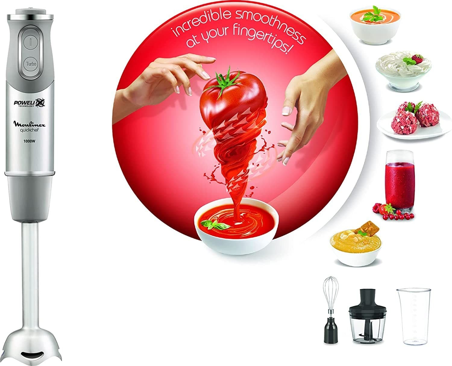 گوشتکوب برقی سهکاره 1000 وات مولینکس مدل Moulinex QuickChef Lite DD656 — تصویر ۳