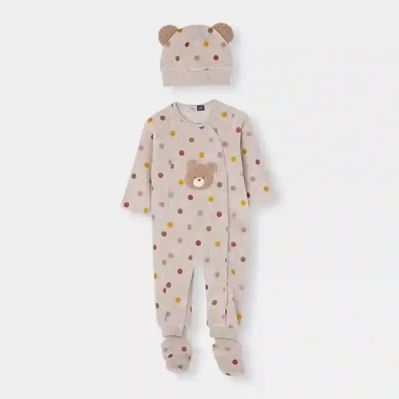 سرهمی مخمل کلاهدار دخترانه طرح کوکی نیلی