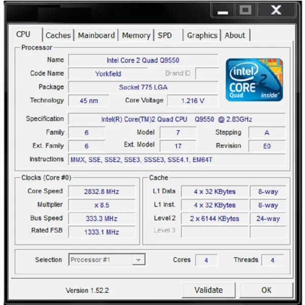 پردازنده اینتل CPU INTEL Q9550 Wolfdale (کارکرده) — تصویر ۳