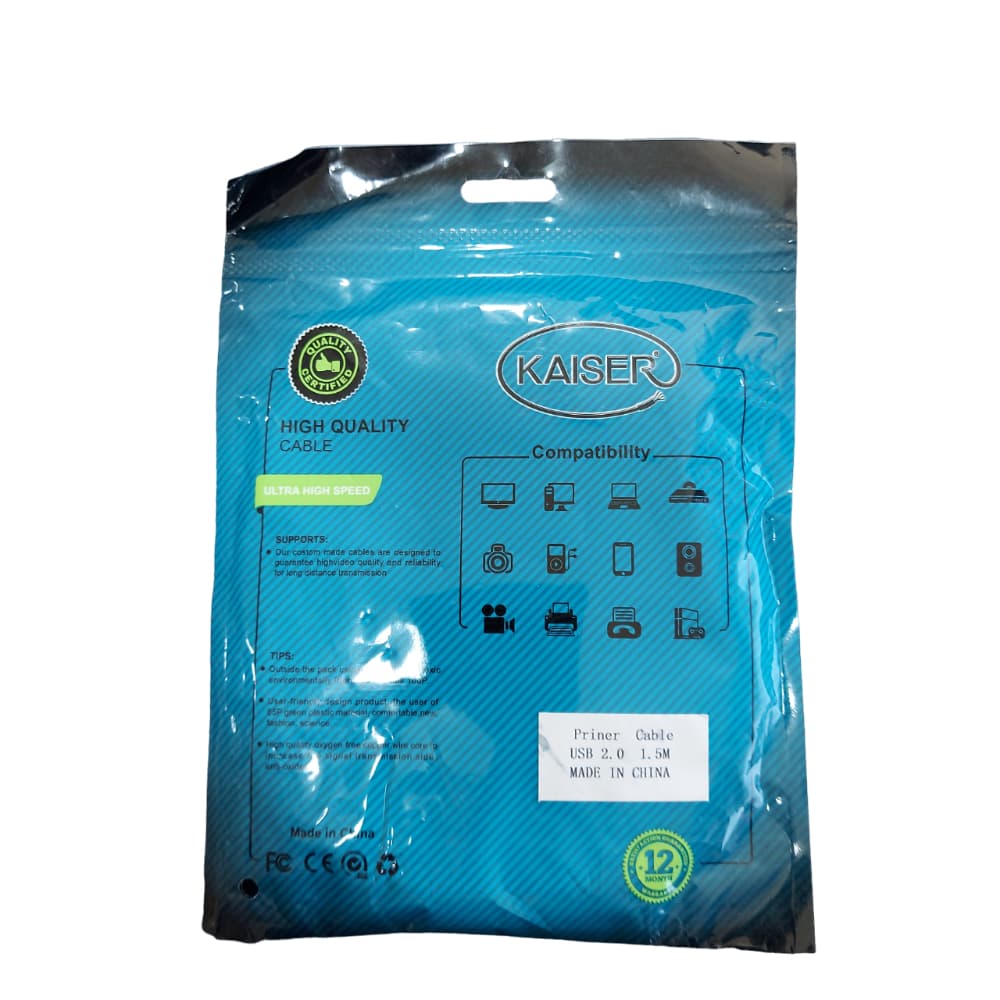 کابل پرینتر usbکایزر طول 1.5متر — تصویر ۳