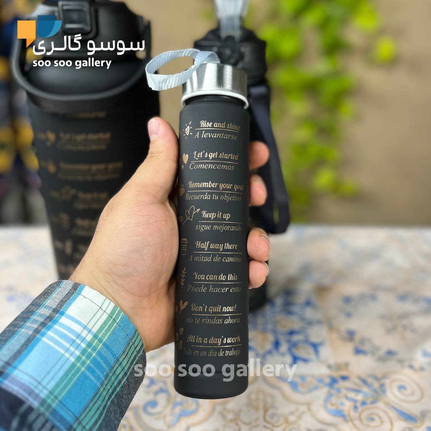 قمقمه سه قلو مشکی باشگاهی — تصویر ۳