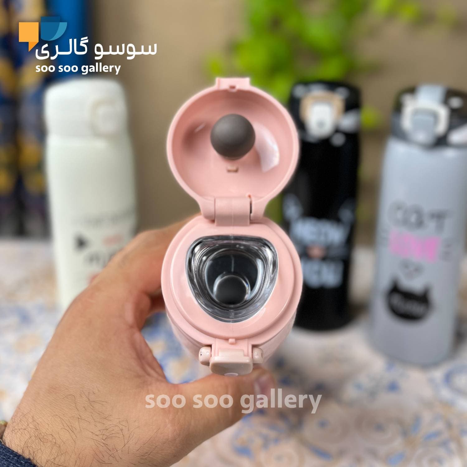 قمقمه استیل کودک نی دار طرح گربه (MEOW) — تصویر ۷