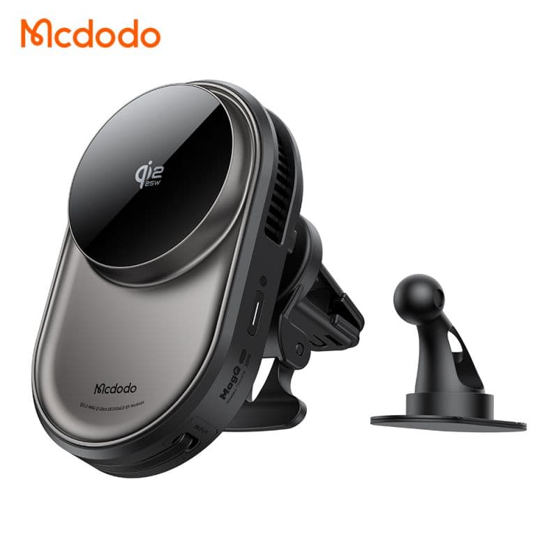 هولدر وایرلس شارژر 25وات+فن خنک کننده+تکنولوژی Qi2.2 مک دودو مدل MCDODO CH-8400 با کابل جمع شونده تایپ سی — تصویر ۲