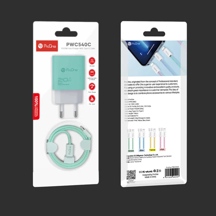 شارژر دیواری 20 وات پرووان مدل PWC 540C به همراه کابل USB-C — تصویر ۳