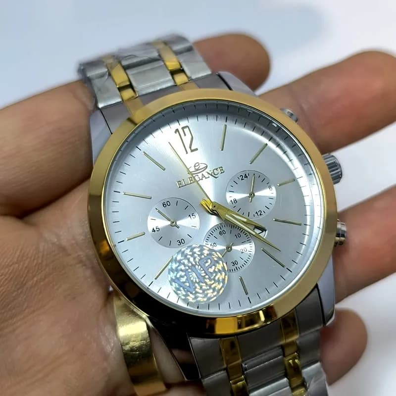 ساعت مردانه الگانس تاریخ دار – رنگ ثابت – طرح سه موتور – 102403 — تصویر ۶