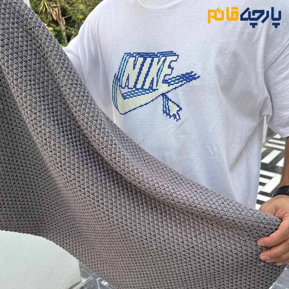 پارچه پاییزه و زمستانه بافت طرح ریز رنگ طوسی خاص کد 8317