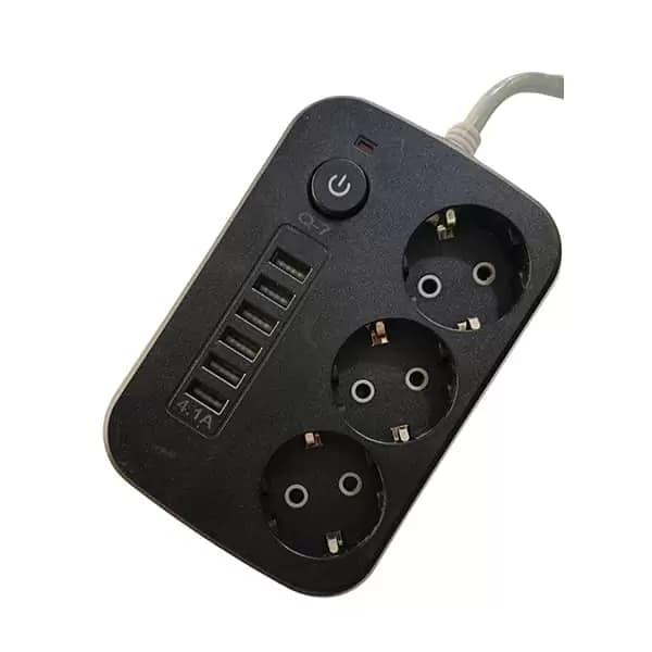 چند راهی 3 خانه برق Q-7 با کابل 2 متری + شارژر USB — تصویر ۹
