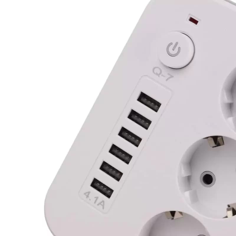 چند راهی 3 خانه برق Q-7 با کابل 2 متری + شارژر USB — تصویر ۸