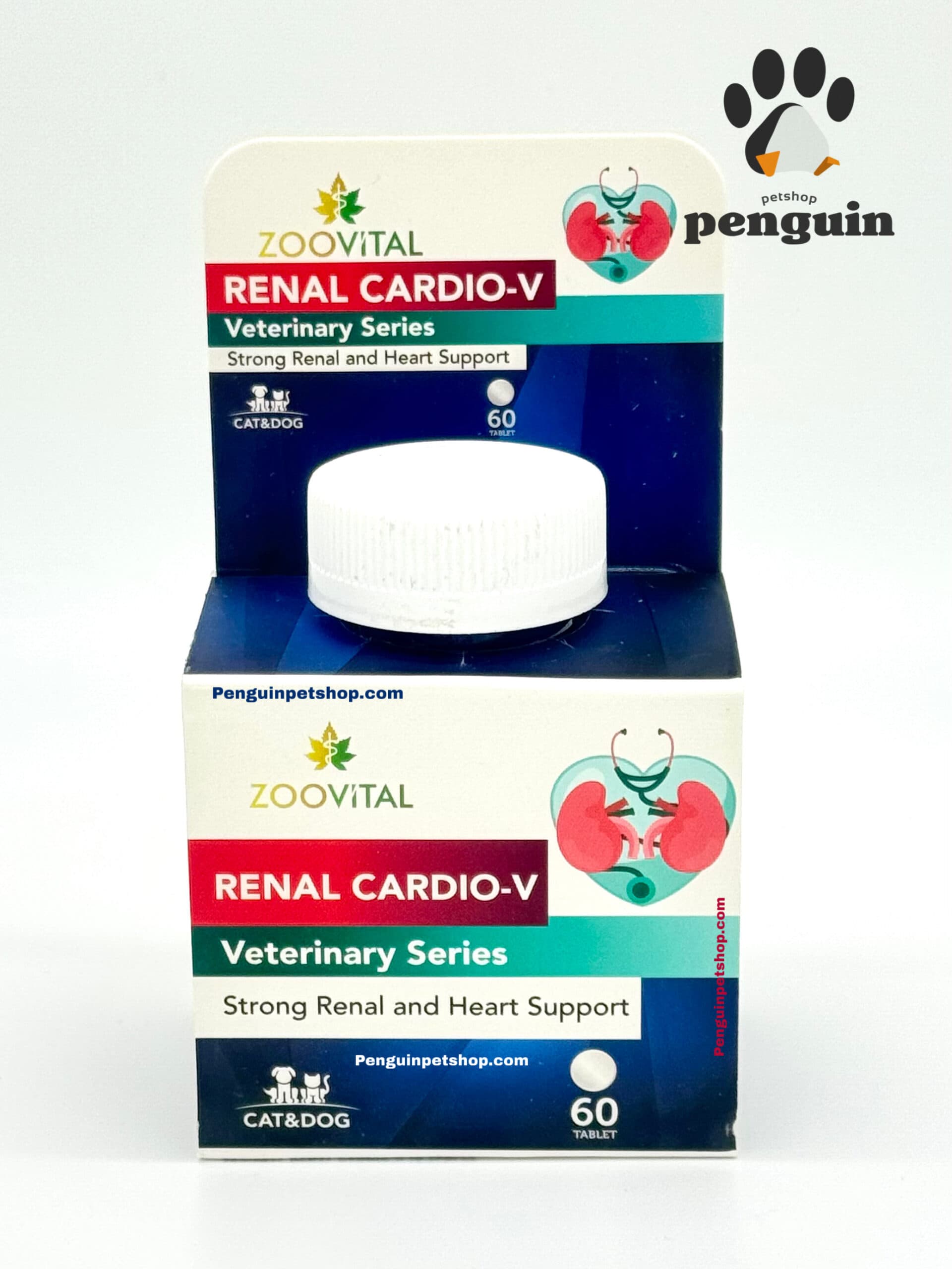 مکمل تقویت کلیه و قلب سگ و گربه زوویتال RENAL CARDIO-V قرص 60عددی