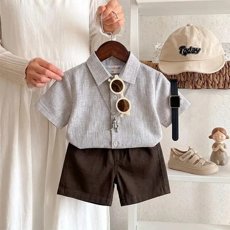 شومیز شلوارک پسرانه خنک بهار و تابستانه روزمره کد 1286
