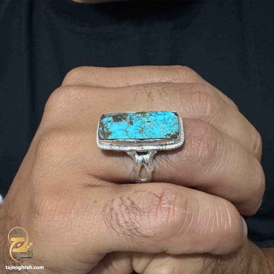 انگشتر نقره فیروزه نیشابور مردانه مدل RSM K122 — تصویر ۶