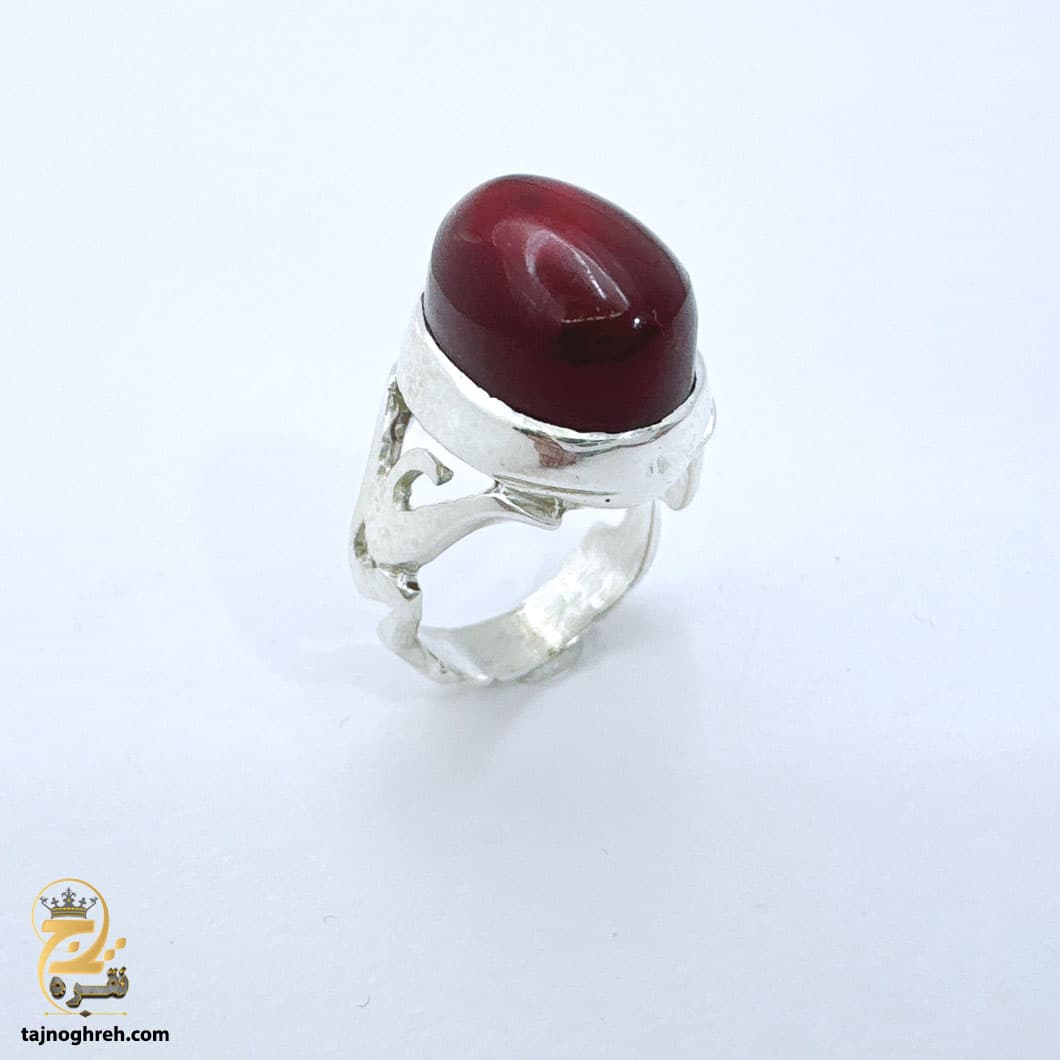 انگشتر نقره مردانه عقیق جگری مدل RSM K120