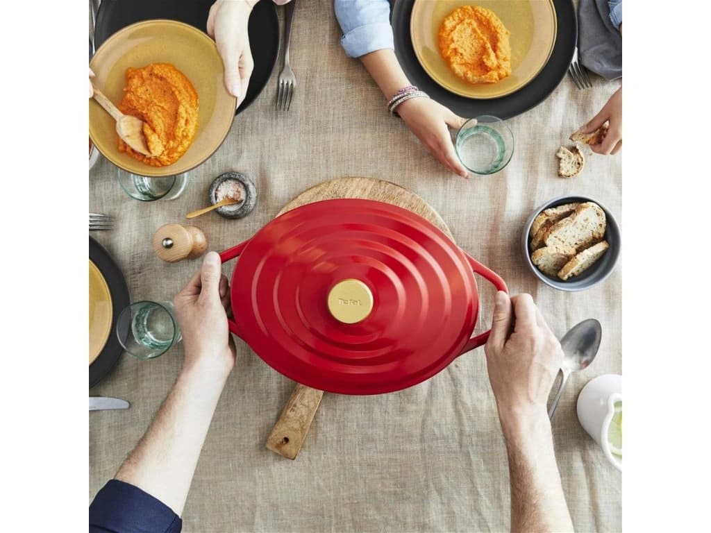 قابلمه بیضی اینداکشن چدنی سرامیکی تفال سایز 23*30 مدل Tefal E2548955 — تصویر ۴