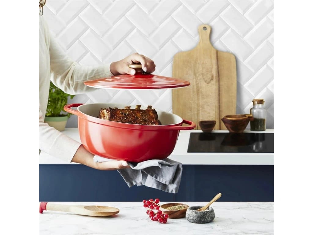 قابلمه بیضی اینداکشن چدنی سرامیکی تفال سایز 23*30 مدل Tefal E2548955 — تصویر ۲