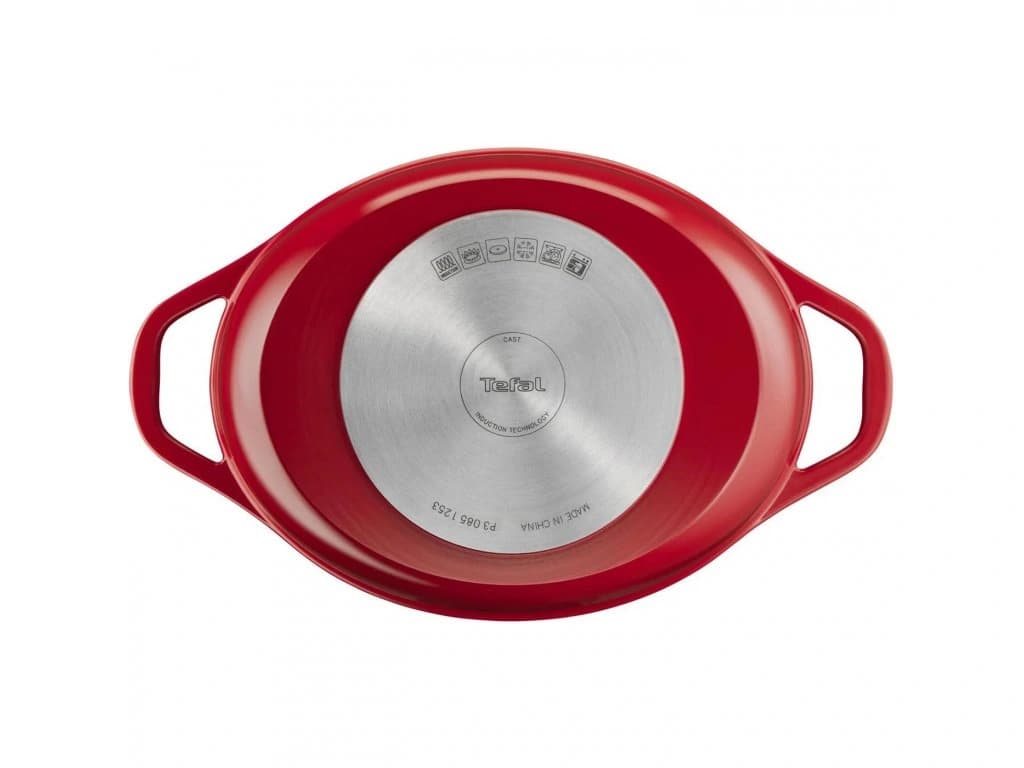 قابلمه بیضی اینداکشن چدنی سرامیکی تفال سایز 23*30 مدل Tefal E2548955 — تصویر ۳