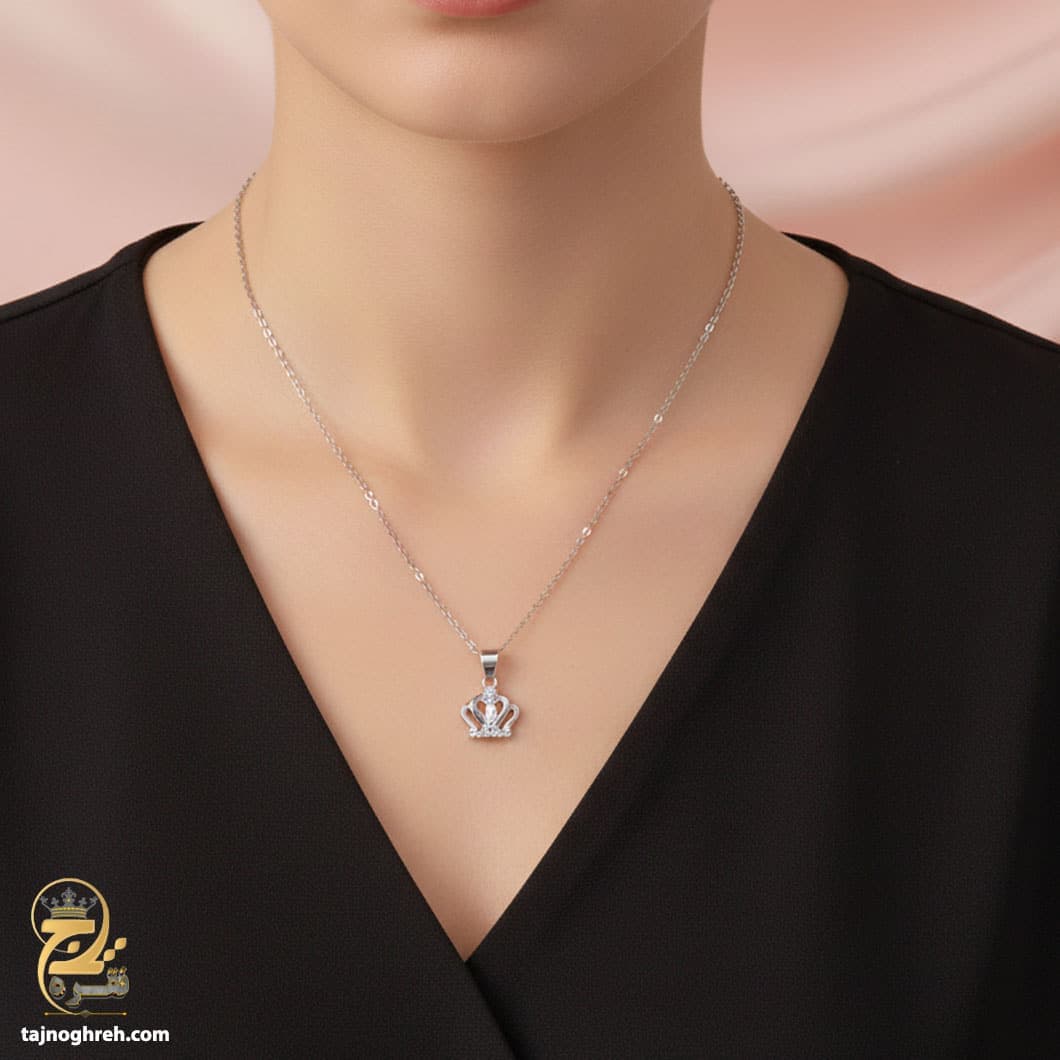 گردنبند نقره زنانه ظریف طرح تاج مدل ZSW Z48 — تصویر ۲