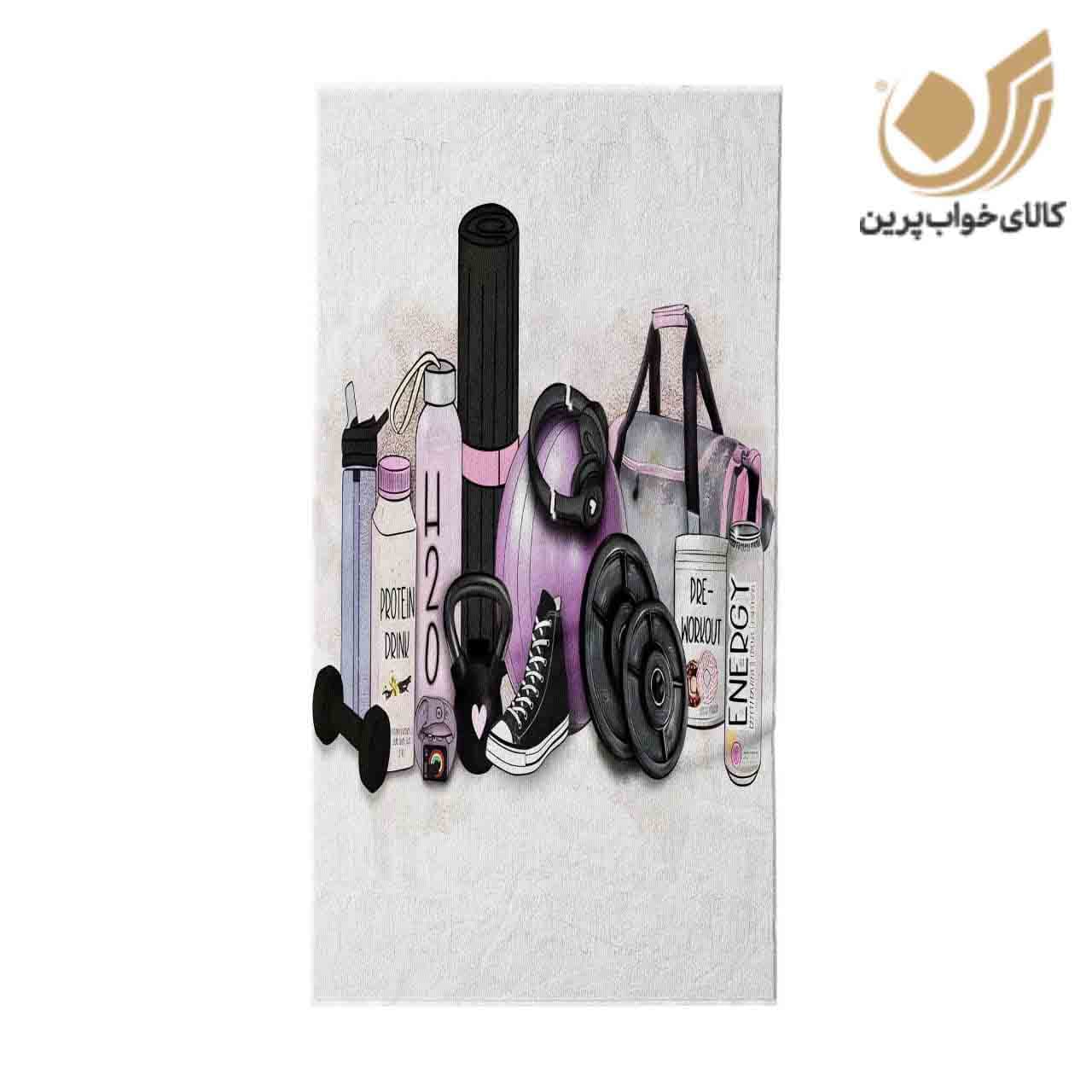 حوله باشگاهی میکروفایبر طرح GYM دخترانه29