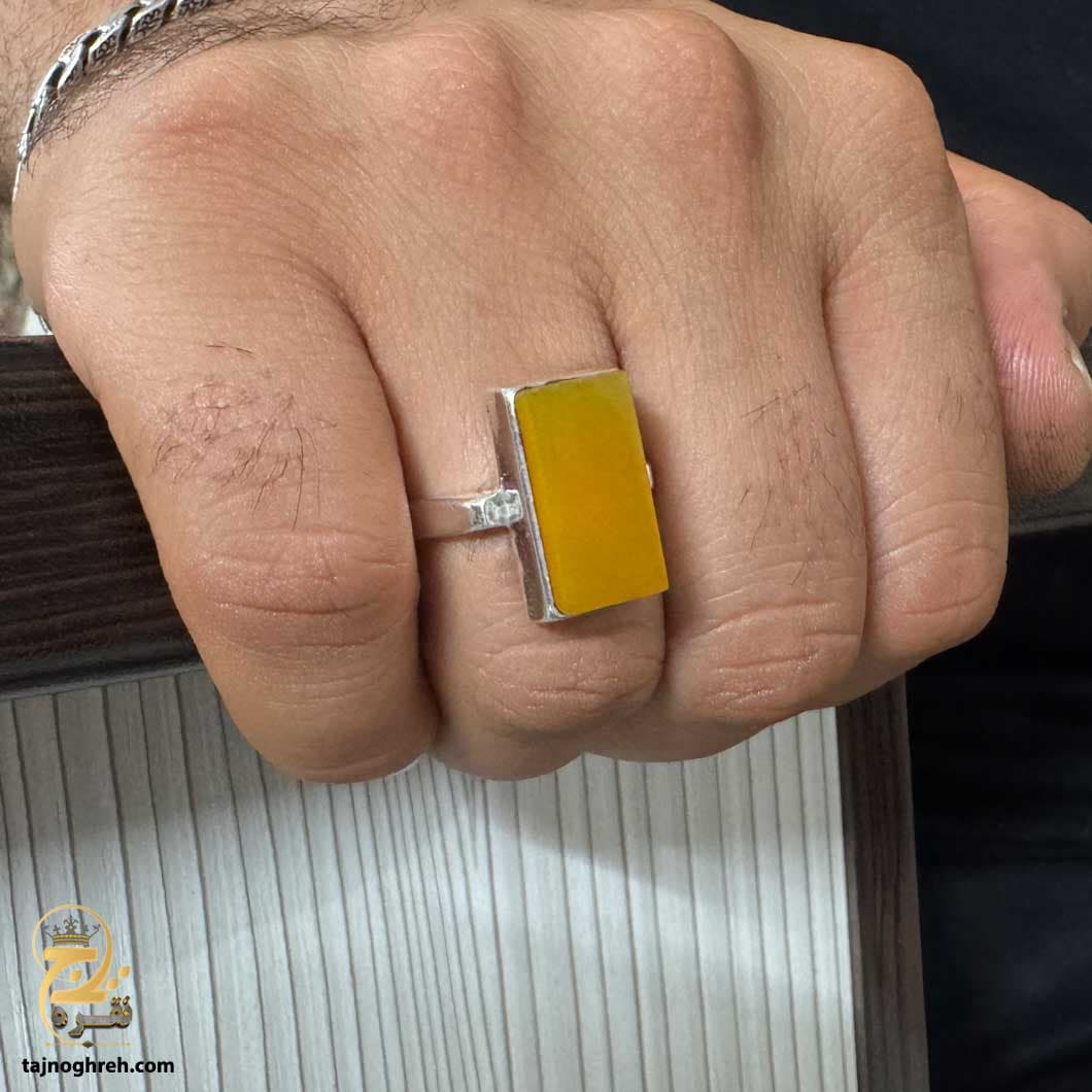 انگشتر نقره مردانه عقیق شرف شمس مدل RSM K111 — تصویر ۲