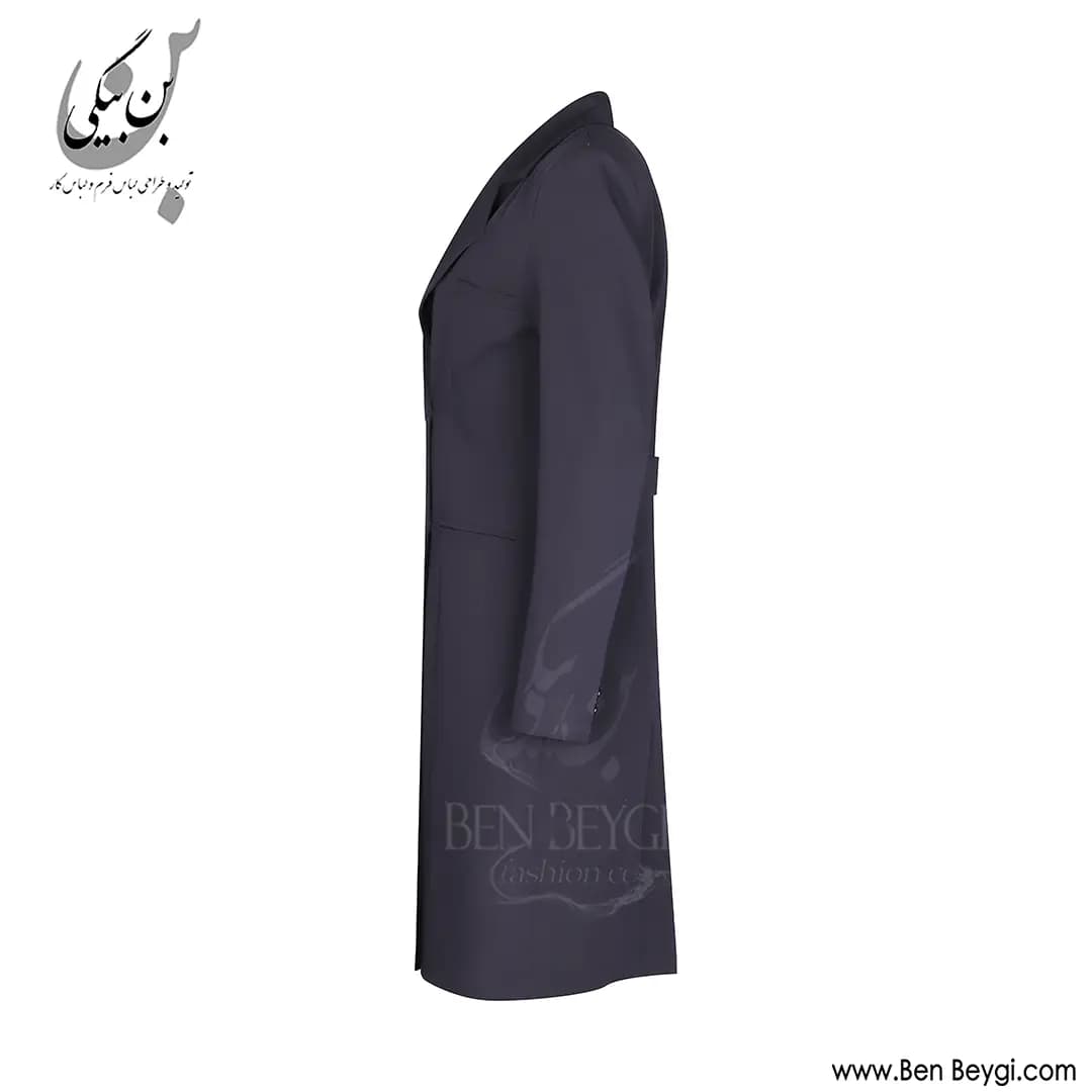 مانتو شلوار اداری سرمه ای شش دکمه دو جیب یقه انگلیسی فیونا کد 31048 — تصویر ۸