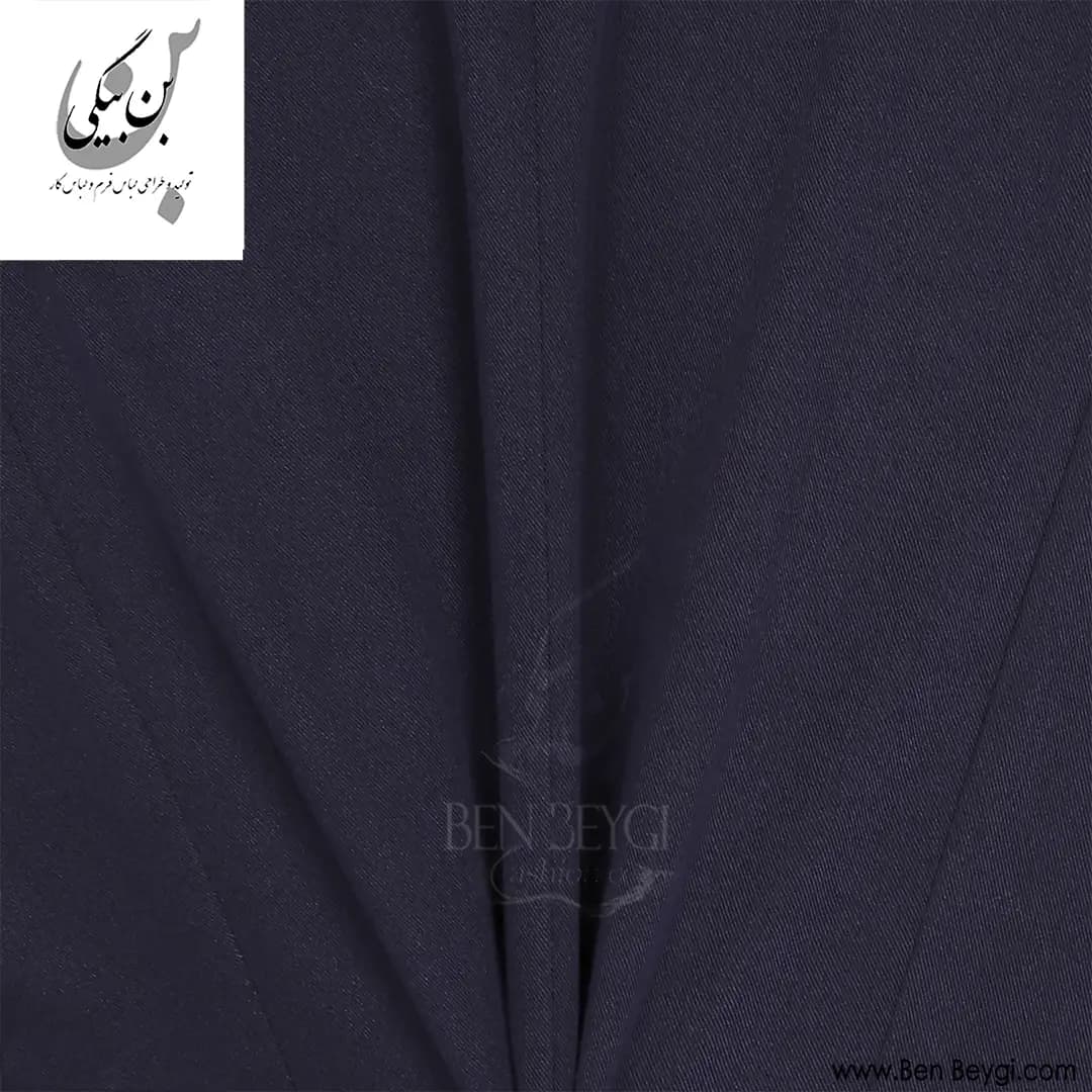 مانتو شلوار اداری سرمه ای شش دکمه دو جیب یقه انگلیسی فیونا کد 31048 — تصویر ۳