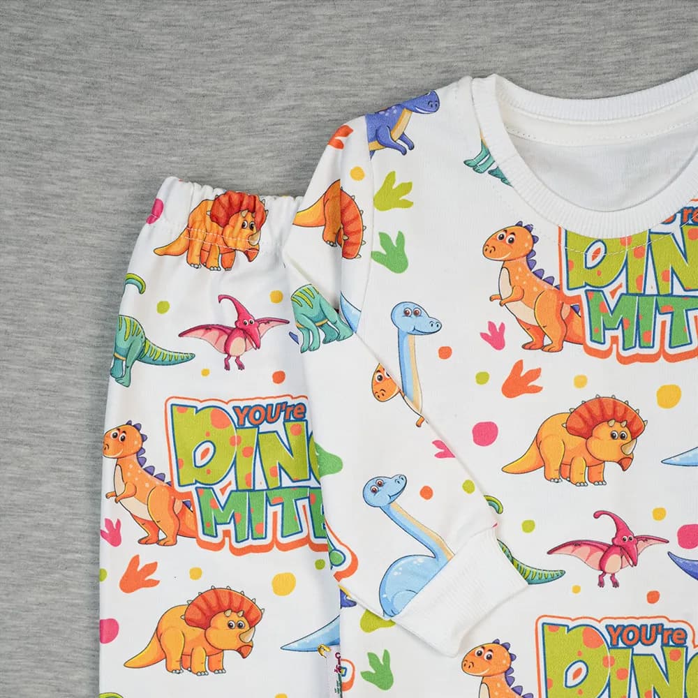 ست بچگانه بلوز و شلوار دایناسور DINO-MITE (عمده) | سپیدپوش — تصویر ۳
