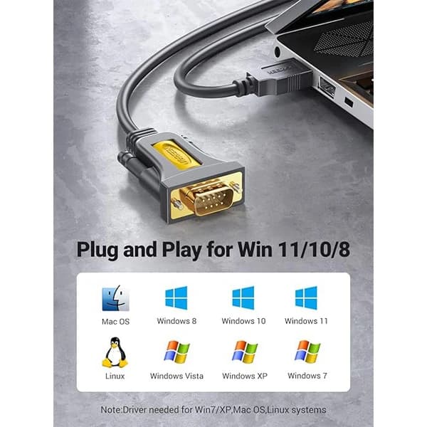 کابل USB.2 به DB9-RS232 یوگرین مدل CR104-20210 طول 1 متر کد B21341 — تصویر ۳