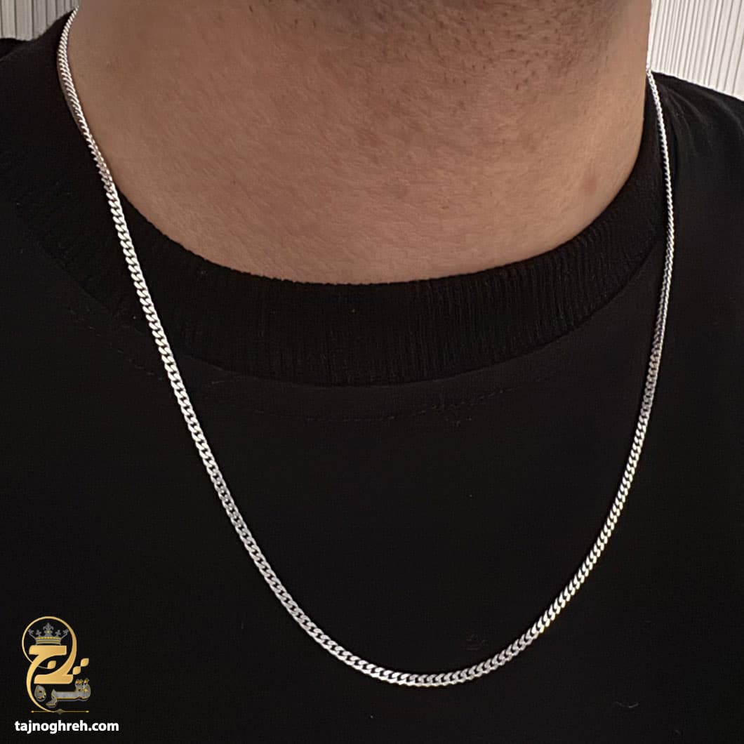 زنجیر نقره کارتیه مردانه ظریف و سبک مدل NSM N33 — تصویر ۲