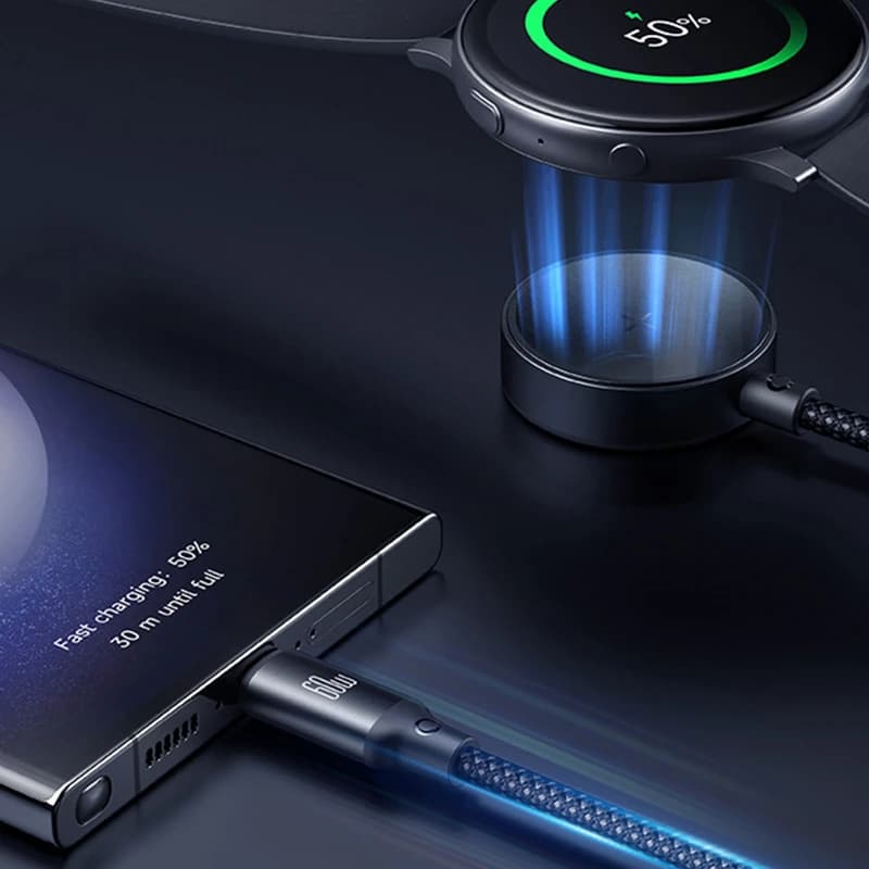 کابل Type-C به Type-C و شارژر گلکسی واچ مک دودو Mcdodo CA-421 Cable Wireless Charger توان 60 وات — تصویر ۶
