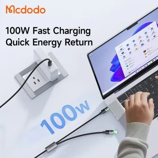 کابل دو سر Type-C و لایتنینگ مک دودو Mcdodo CA-670 توان 100 وات طول 1.5 متر — تصویر ۵