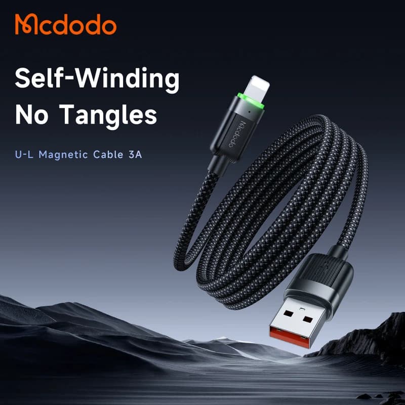 کابل فنری لایتنینگ مک دودو Mcdodo CA-600 جریان 3 آمپر طول 1.2 متر — تصویر ۵