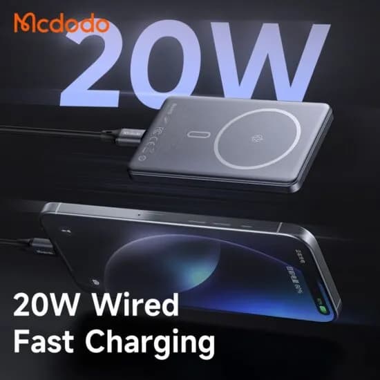 پاوربانک فوق نازک وایرلس 5000 مگنتی مک دودو Mcdodo MC-464 Metal Ultra Thin توان 20 وات — تصویر ۶