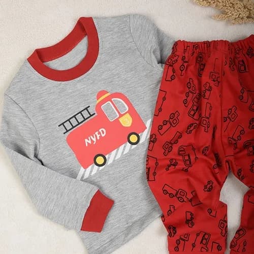ست بچگانه آستینبلند و شلوار آتشنشان | سپیدپوش — تصویر ۳