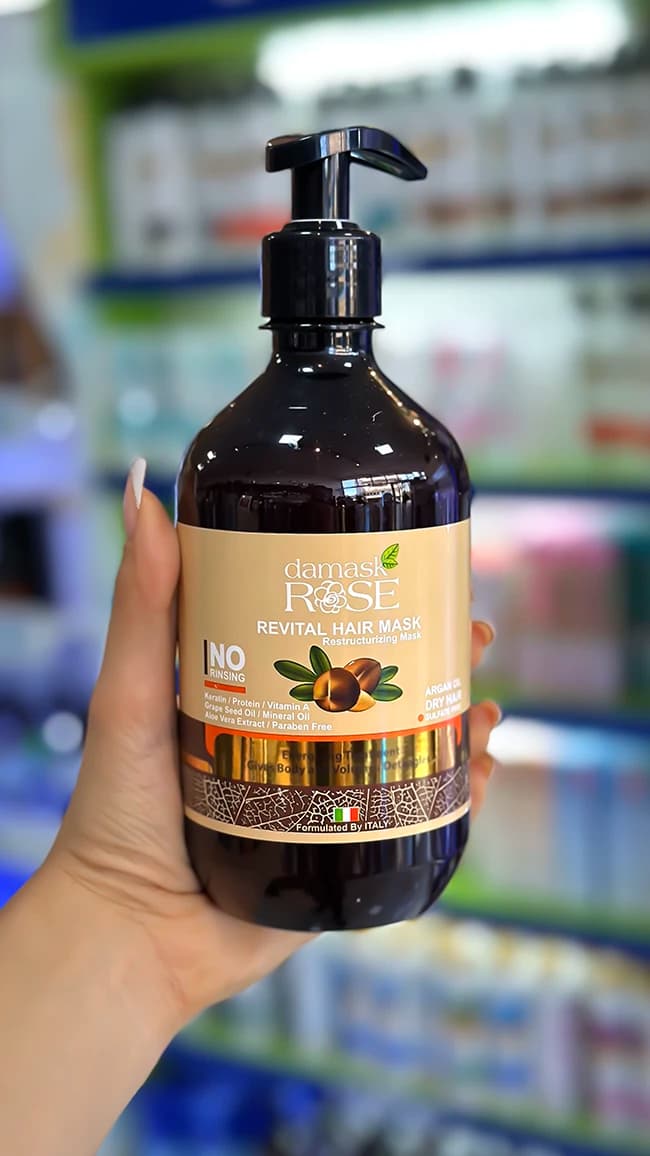 ماسک مو خارج از حمام داماسک رز rose آرگان (بدون آبکشی و فری سولفات)