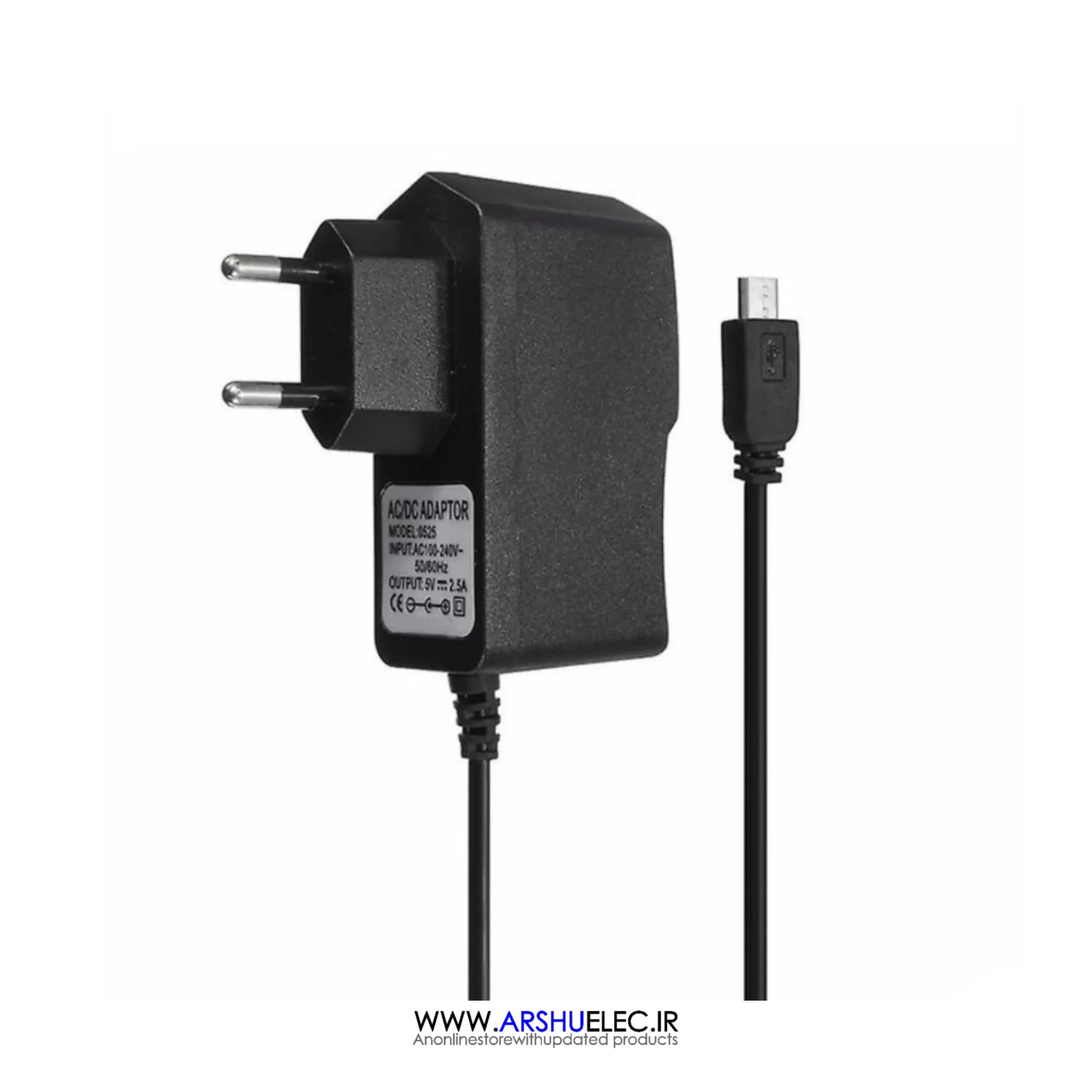 آداپتور 5 ولت 2 آمپر دیواری فیش اندروید میکرو یو اس بی | 5V 2A Micro USB Adapter — تصویر ۳