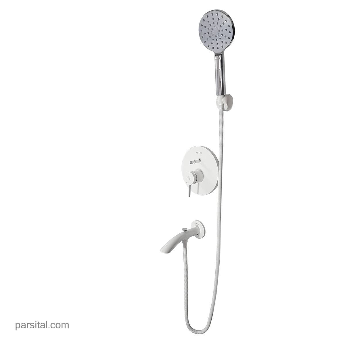 لوازم (متعلقات) حمام توکار مدل زو کی دبلیو سی تیپ 4 سفید یونیورسال با گوشی استیل 25cm — تصویر ۲