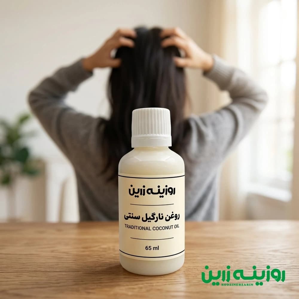 روغن نارگیل سنتی روزینه زرین 65 میلی لیتر | مرطوب کننده پوست و مو — تصویر ۲
