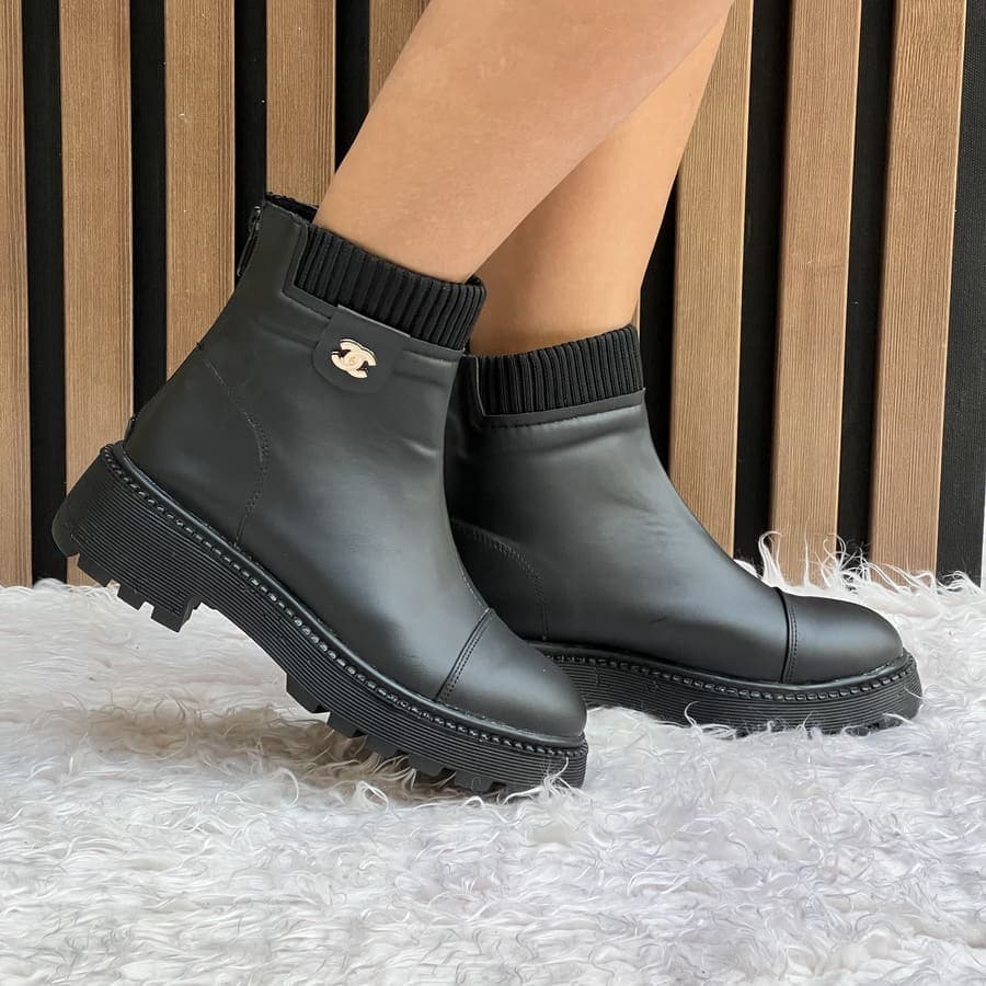 نیم بوت زنانه یقه کشباف مدل CHANEL — تصویر ۲
