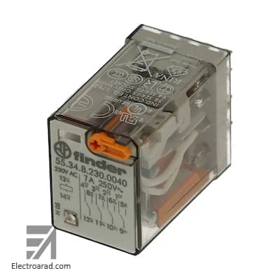 رله چهار کنتاکت 7 آمپر 14 پایه 220 ولت AC فیندر finder 553482300054