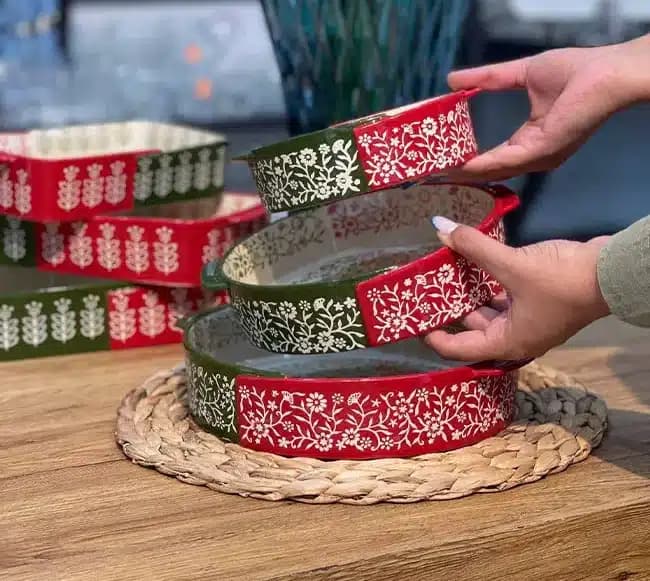 تابه گرد سرامیکی طرح گل وارداتی